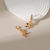 Three-dimensional Carousel Horse Pendant Earrings18k Gold Cute Small Animal Copper Earrings main image 5