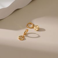 Copper Plated 18k Gold Small Disc Pendant Earrings Cross Creative Design Sense Micro-inlaid Zircon Earrings main image 5