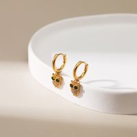 Micro-inlaid Zircon Earrings Owl Design Small Animal Earrings 18k Gold Small Pendant Earrings main image 3