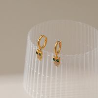 Micro-inlaid Zircon Earrings Owl Design Small Animal Earrings 18k Gold Small Pendant Earrings main image 5