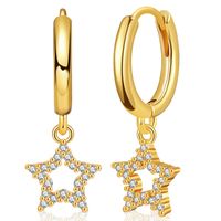 Copper-plated 18k Gold Earrings Hollow Five-pointed Star Design Earrings Micro-inlaid Zircon Earrings main image 1