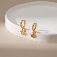 Five-pointed Star Pendant Earrings 18k Gold Plated Earrings Simple Micro-inlaid Zircon Earrings main image 3