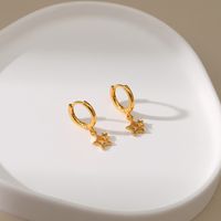 Five-pointed Star Pendant Earrings 18k Gold Plated Earrings Simple Micro-inlaid Zircon Earrings main image 4