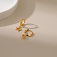 Five-pointed Star Pendant Earrings 18k Gold Plated Earrings Simple Micro-inlaid Zircon Earrings main image 5