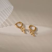Three-dimensional Coconut Tree Pendant Design Earrings Copper Plated 18k Gold Creative Earrings main image 4