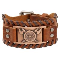 Retro Woven Wide Leather Simple Tomahawk Cowhide Bracelet New Jewelry main image 1