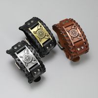 Retro Woven Wide Leather Simple Tomahawk Cowhide Bracelet New Jewelry main image 4