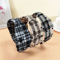 South Korea Ins Headband Fabric Wide-sided Love Hairpin Bow Suede Plaid Hair Accessories main image 4