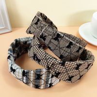 South Korea Ins Headband Fabric Wide-sided Love Hairpin Bow Suede Plaid Hair Accessories main image 5