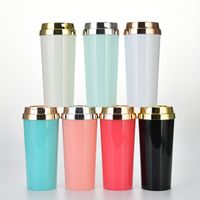 Solid Color Coffee Cup With Electroplated Lid Double-layer Insulated Business Water Cup Wholesale main image 1