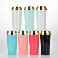 Solid Color Coffee Cup With Electroplated Lid Double-layer Insulated Business Water Cup Wholesale main image 2