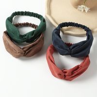Striped Flannel Candy Solid Color Hairband Elastic Broad Headband main image 1