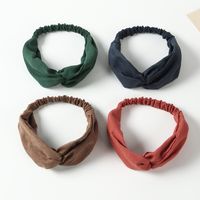 Striped Flannel Candy Solid Color Hairband Elastic Broad Headband main image 3
