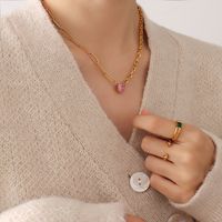 Fashion Clavicle Titanium Steel Material Color Zirconium Heart Necklace main image 5