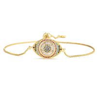 Fashion Zircon Disc Devil's Eye Geometric Gold Bracelet With Adjustable Pull sku image 2