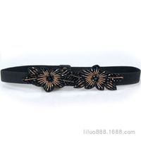 Ceinture Élastique À La Mode En Cristal Décorée De Losanges Noirs sku image 2