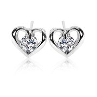 Simple Heart Fashion Metal Zircon Heart Copper Earrings sku image 2