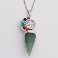 Casual Vacation Tree Stainless Steel Plating Hollow Out Inlay Natural Stone Crystal Pendant Necklace Long Necklace sku image 3