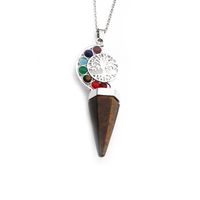 Casual Vacation Tree Stainless Steel Plating Hollow Out Inlay Natural Stone Crystal Pendant Necklace Long Necklace sku image 6