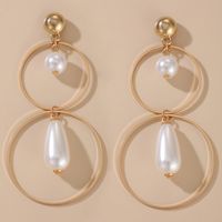 Fashion Ol Earrings Pearl Pendant Geometric Alloy Ring Earrings sku image 1