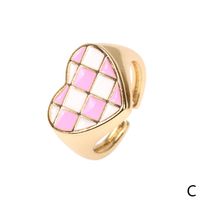 New Style Popular Color Checkerboard Love Ring Niche Design Enamel Contrast Color Index Finger Ring Wholesale sku image 3