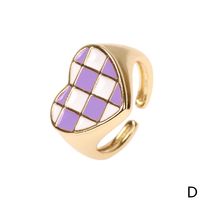 New Style Popular Color Checkerboard Love Ring Niche Design Enamel Contrast Color Index Finger Ring Wholesale sku image 4