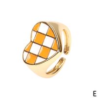 New Style Popular Color Checkerboard Love Ring Niche Design Enamel Contrast Color Index Finger Ring Wholesale sku image 5