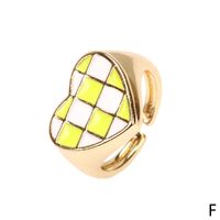 New Style Popular Color Checkerboard Love Ring Niche Design Enamel Contrast Color Index Finger Ring Wholesale sku image 6