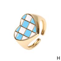 New Style Popular Color Checkerboard Love Ring Niche Design Enamel Contrast Color Index Finger Ring Wholesale sku image 8