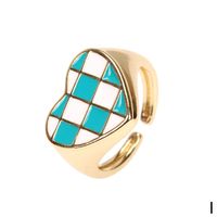 New Style Popular Color Checkerboard Love Ring Niche Design Enamel Contrast Color Index Finger Ring Wholesale sku image 9