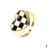 New Style Popular Color Checkerboard Love Ring Niche Design Enamel Contrast Color Index Finger Ring Wholesale sku image 10