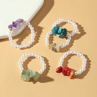 Pearl Stone Beaded Resin Ring Five-piece Rings Hand Jewelry Set sku image 1