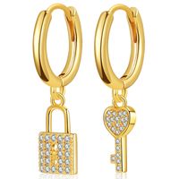 New Inlaid Zircon Love Key Lock Design Earrings sku image 1