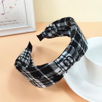 South Korea Ins Headband Fabric Wide-sided Love Hairpin Bow Suede Plaid Hair Accessories sku image 1
