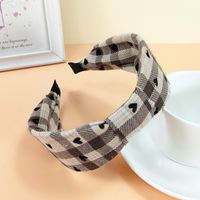 South Korea Ins Headband Fabric Wide-sided Love Hairpin Bow Suede Plaid Hair Accessories sku image 2