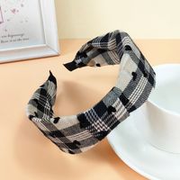 South Korea Ins Headband Fabric Wide-sided Love Hairpin Bow Suede Plaid Hair Accessories sku image 3