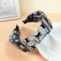South Korea Ins Headband Fabric Wide-sided Love Hairpin Bow Suede Plaid Hair Accessories sku image 4
