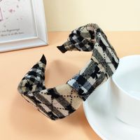 South Korea Ins Headband Fabric Wide-sided Love Hairpin Bow Suede Plaid Hair Accessories sku image 5