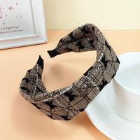South Korea Ins Headband Fabric Wide-sided Love Hairpin Bow Suede Plaid Hair Accessories sku image 6