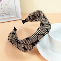 South Korea Ins Headband Fabric Wide-sided Love Hairpin Bow Suede Plaid Hair Accessories sku image 7