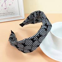 South Korea Ins Headband Fabric Wide-sided Love Hairpin Bow Suede Plaid Hair Accessories sku image 8