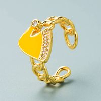 Fashion Copper Gold-plated Micro-set Zircon Christmas Hat Ring Color Dripping Oil Open Ring main image 6