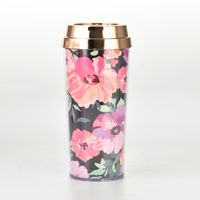 Double Layer Thickened Coffee Cup Card Flower Plastic Water Cup New Insulated Portable Water Cup sku image 2