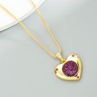 Fashion Ocean Heart Hollow Round Pendant Copper Gold-plated Inlaid Zircon Heart-shaped Necklace main image 7