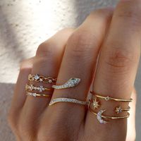 Full Diamond Serpentine Moon Ring 7 Set main image 2