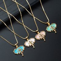 Fashion Creative Elephant Pendant Zircon Necklace Copper Plated 18k Gold Drop Oil Hip Hop Style Collarbone Chain main image 1