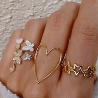 Juego De 4 Anillos De Estrella De Corazón De Mariposa De Diamantes main image 1