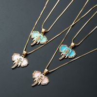 Fashion Creative Elephant Pendant Zircon Necklace Copper Plated 18k Gold Drop Oil Hip Hop Style Collarbone Chain main image 3