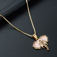 Fashion Creative Elephant Pendant Zircon Necklace Copper Plated 18k Gold Drop Oil Hip Hop Style Collarbone Chain sku image 4