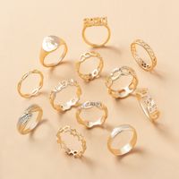 Simple Star Moon Letter Ring 9 Pcs Set Wholesale main image 4